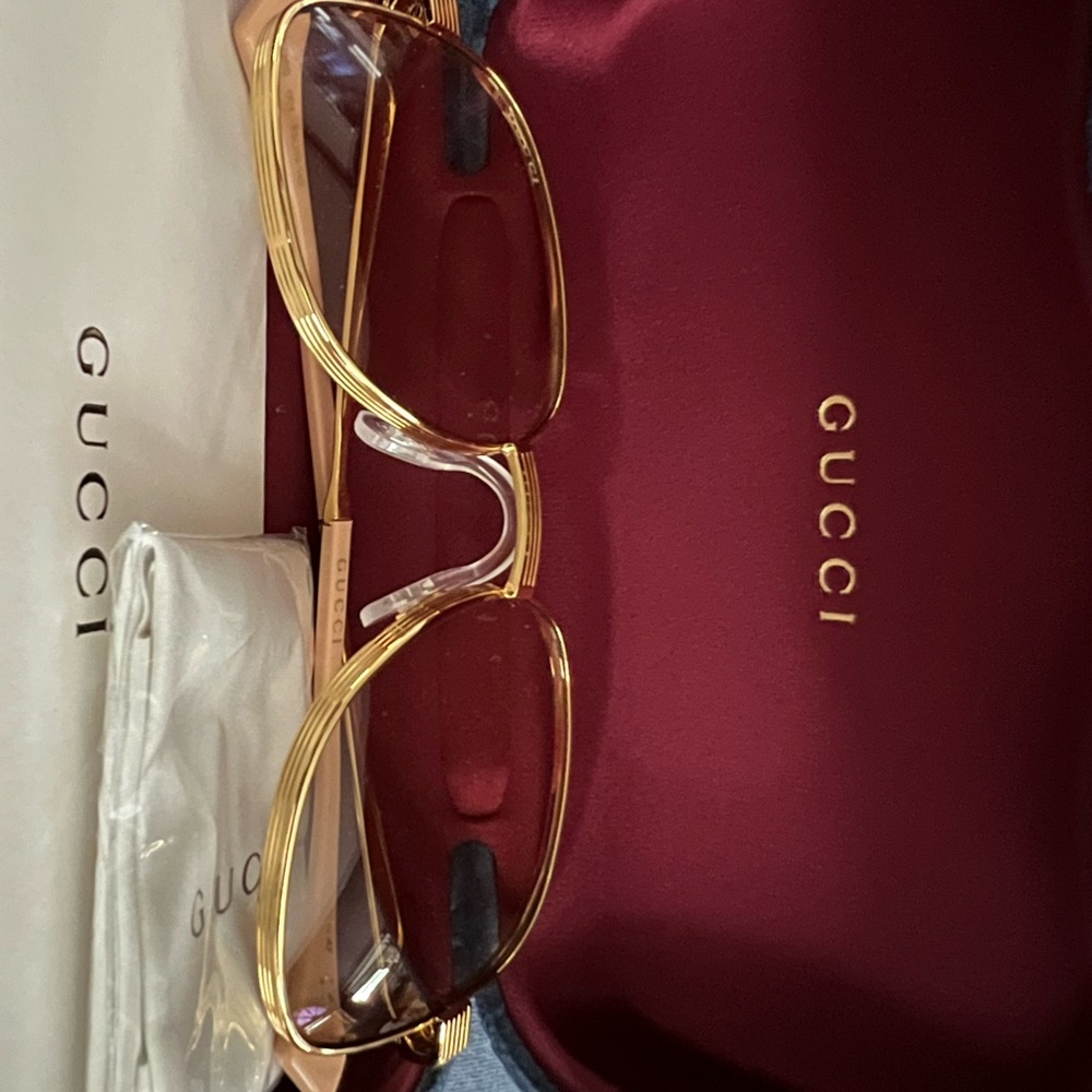 Authentic Gucci Gold Glasses Size 55 - Picture 2 of 3